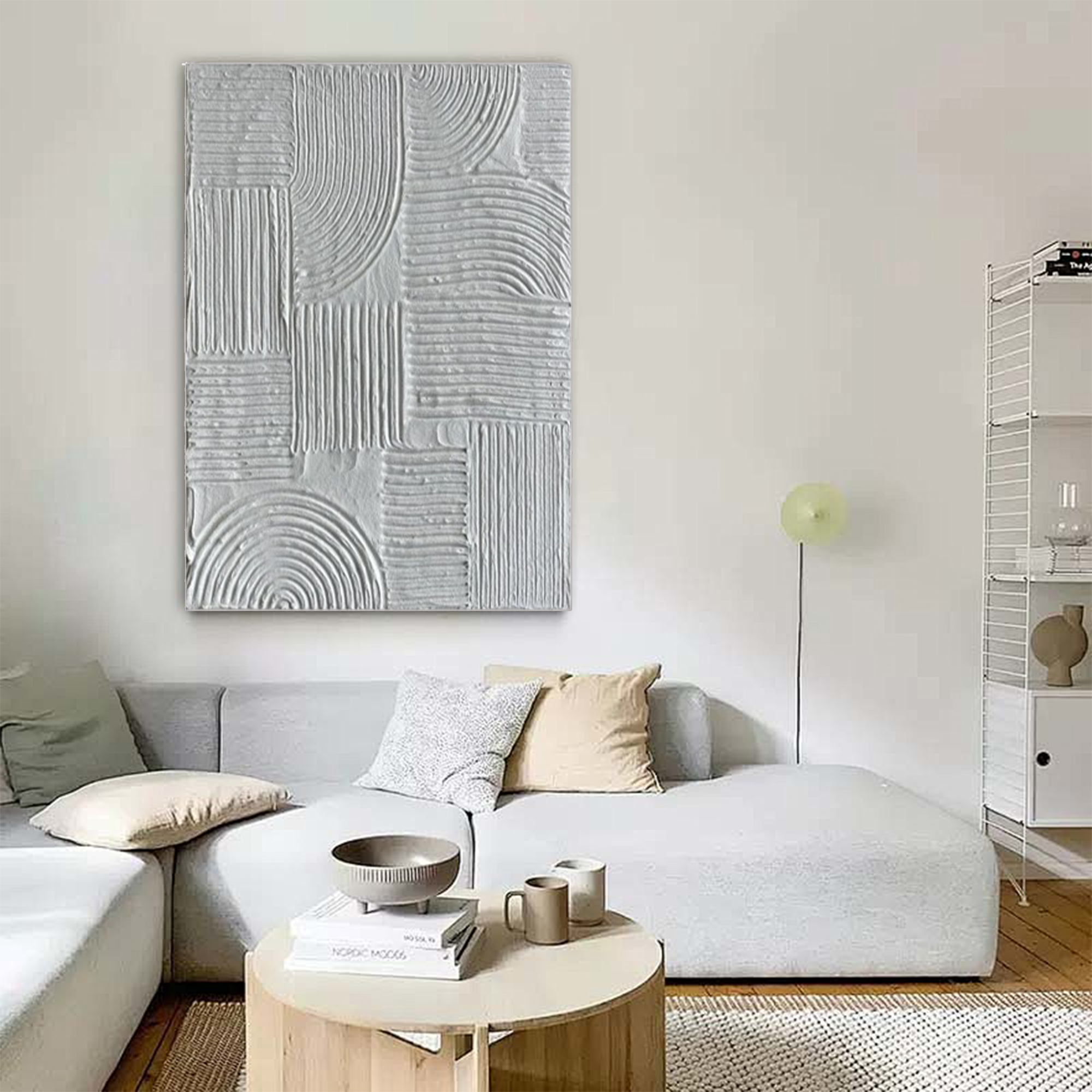 White Textured Minimalist Painting "Echoes"