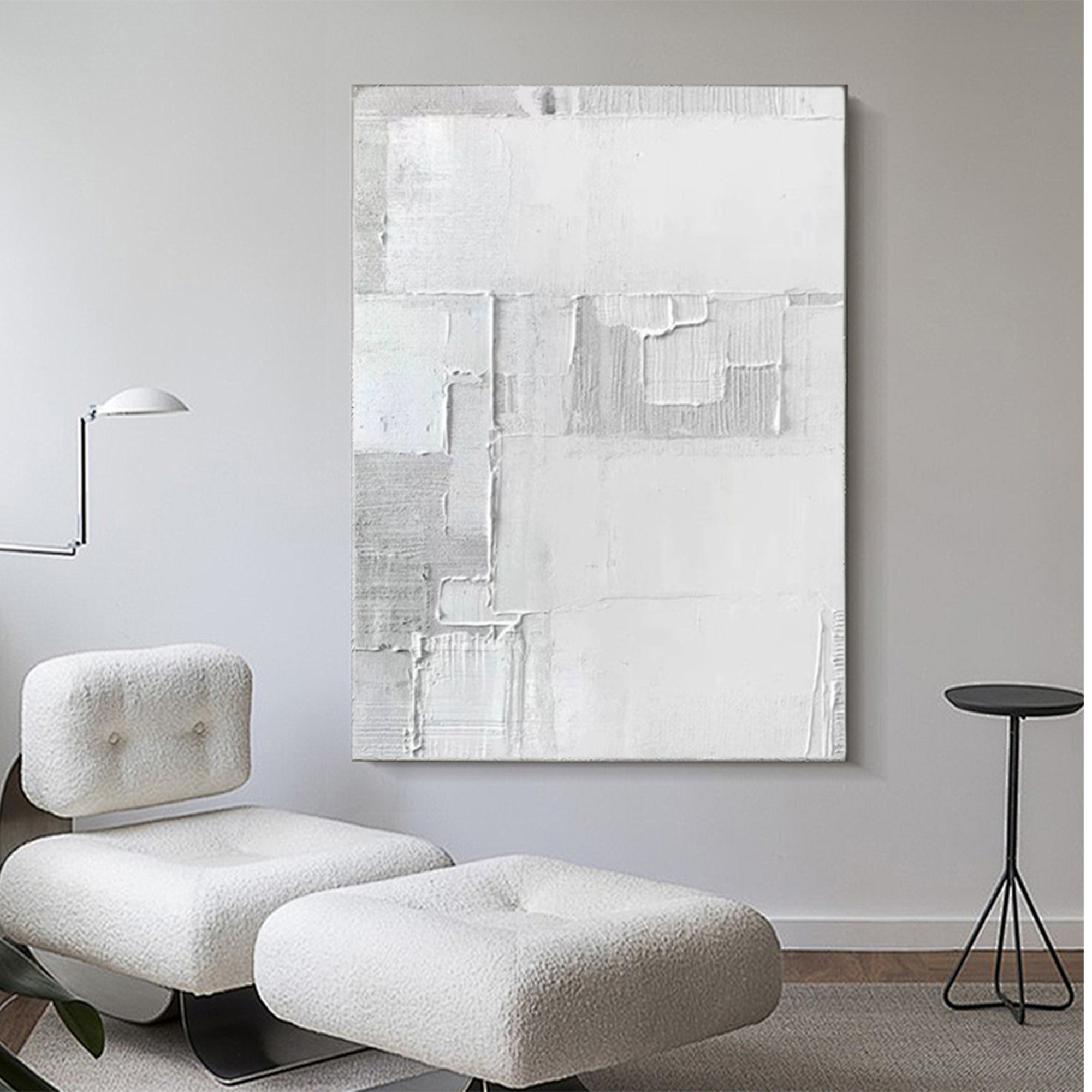 Pintura minimalista con textura blanca "Whisper"