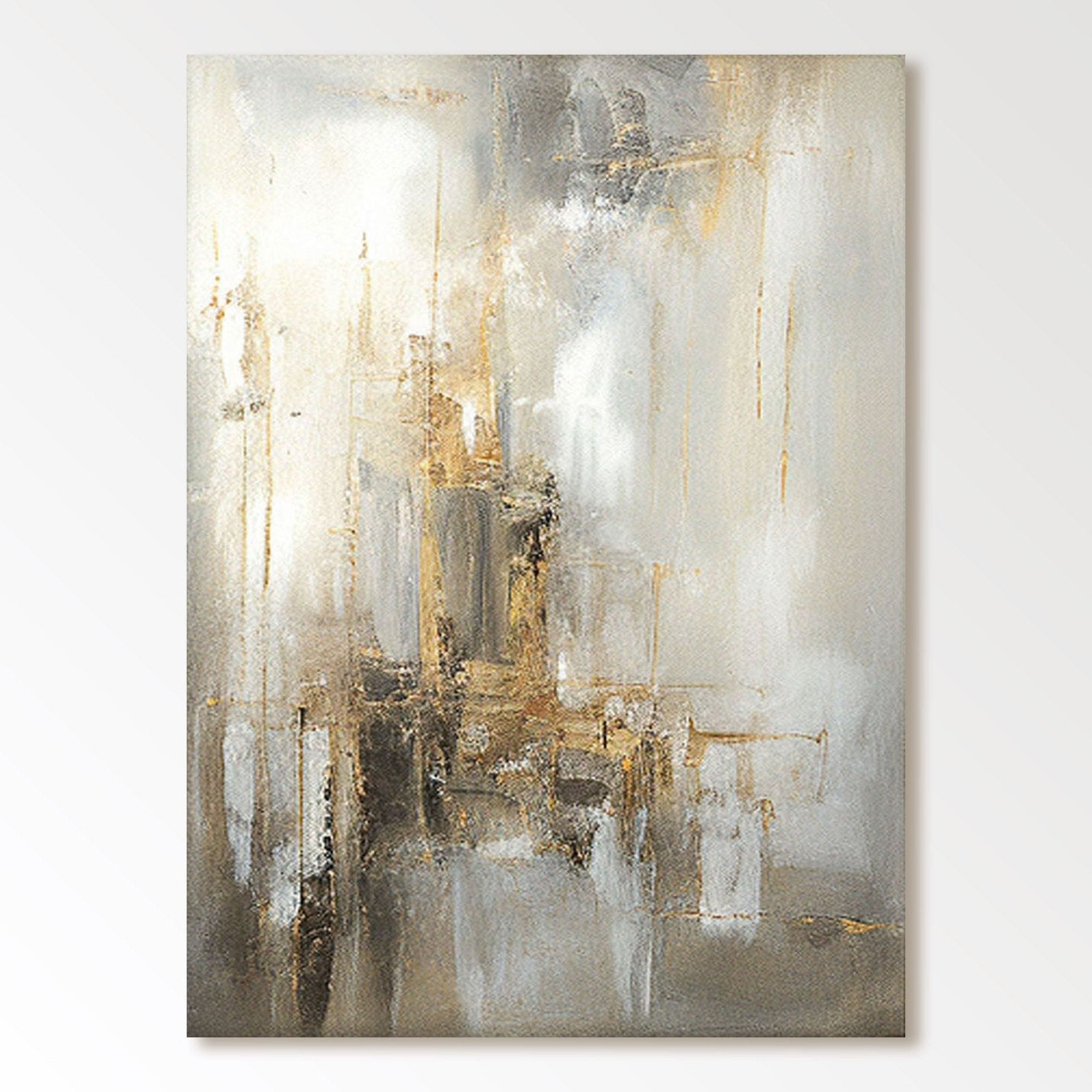 Neutral Abstract Painting "Golden Reverie" - nukeart