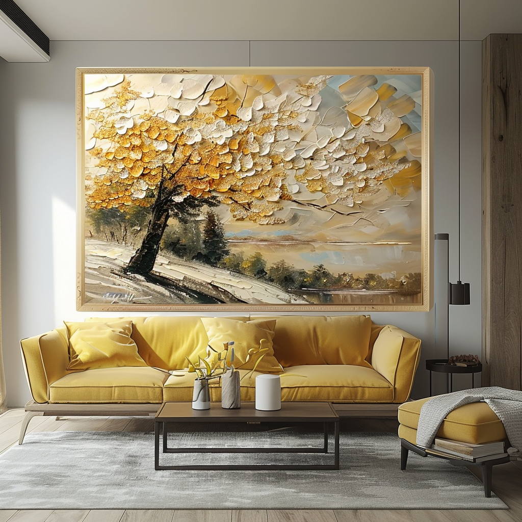 3D Textured Abstract Painting "Golden Whisper"