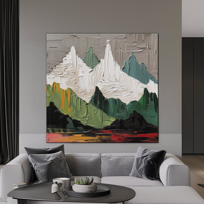 Peinture abstraite d’art de montagne « Battement de cœur de la montagne » 