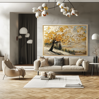 3D Textured Abstract Painting "Golden Whisper"