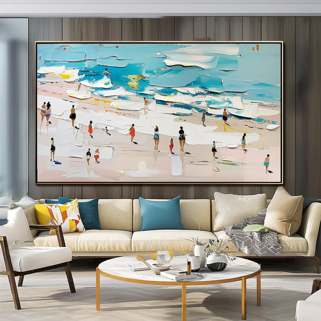 3D Textured Colorful Abstract Art Painting "Beach Day"