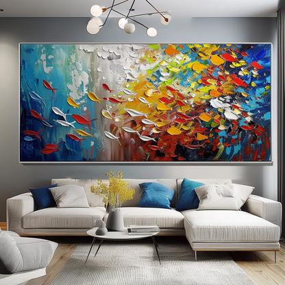 3D Textured Art On Canvas "Colorful Symphony"