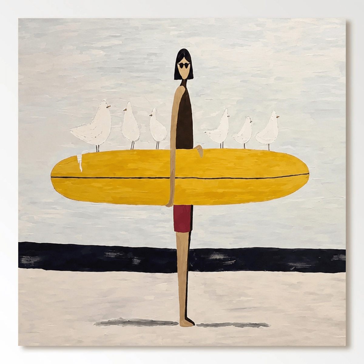 Contemporary Painting "Golden Shore Companion" - nukeart