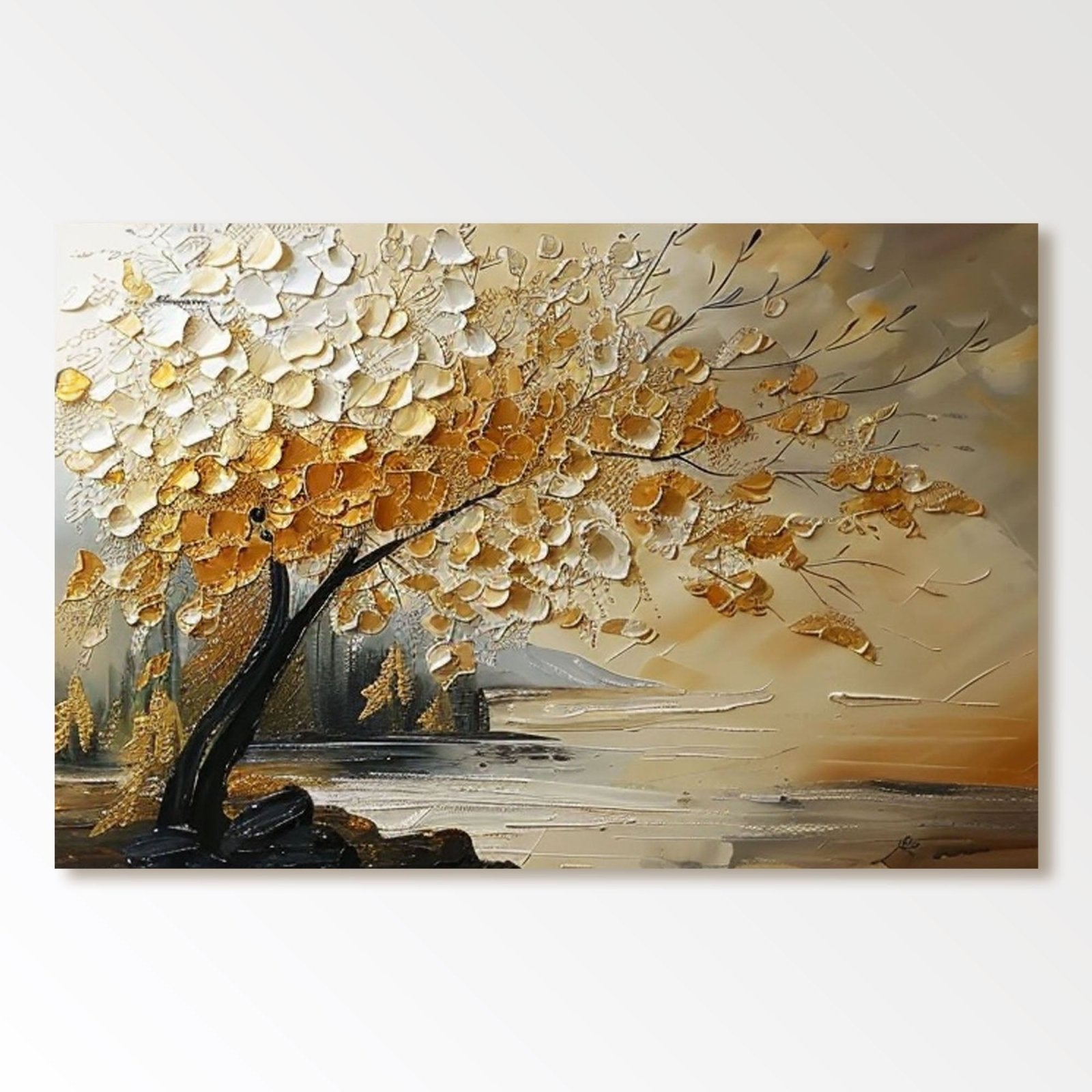 Plaster Painting "Golden Whisper" - nukeart