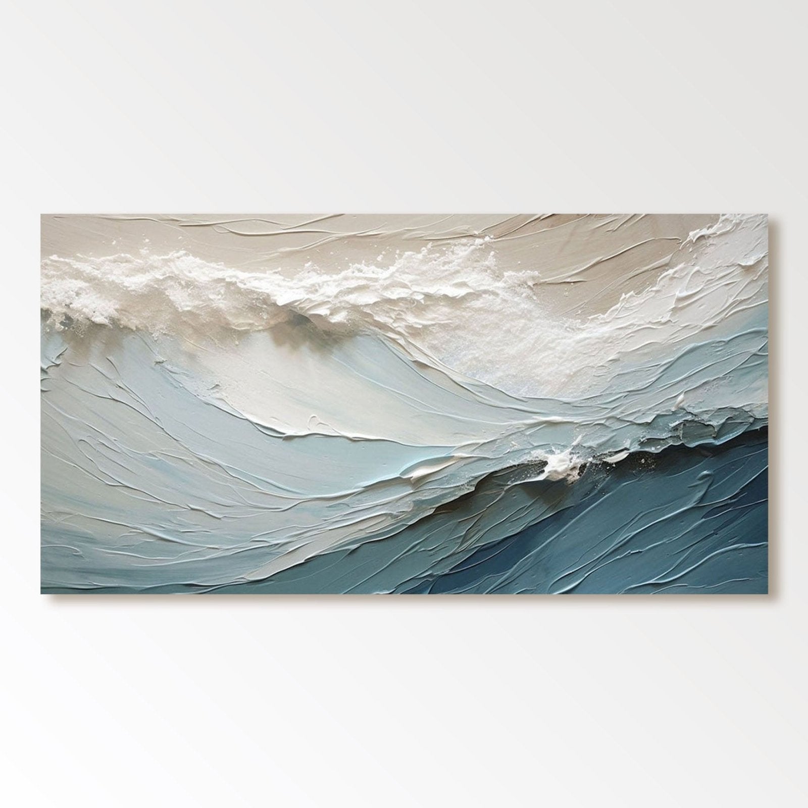 Abstract Ocean art, Panoramic Matted Print, blue, orange, housewarming gift, Ready for store 10x20 Frame