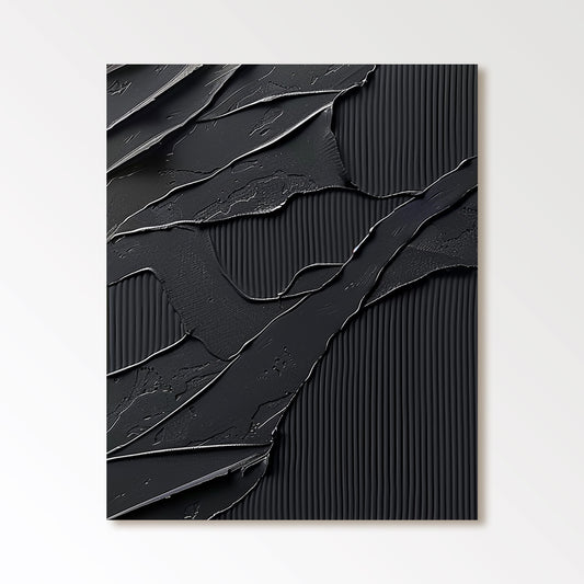 Black Minimalist Abstract Art Painting "Eclipsed Elegance"
