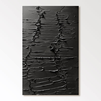 Black Minimalist Abstract Art Painting "Eternal Echoes"