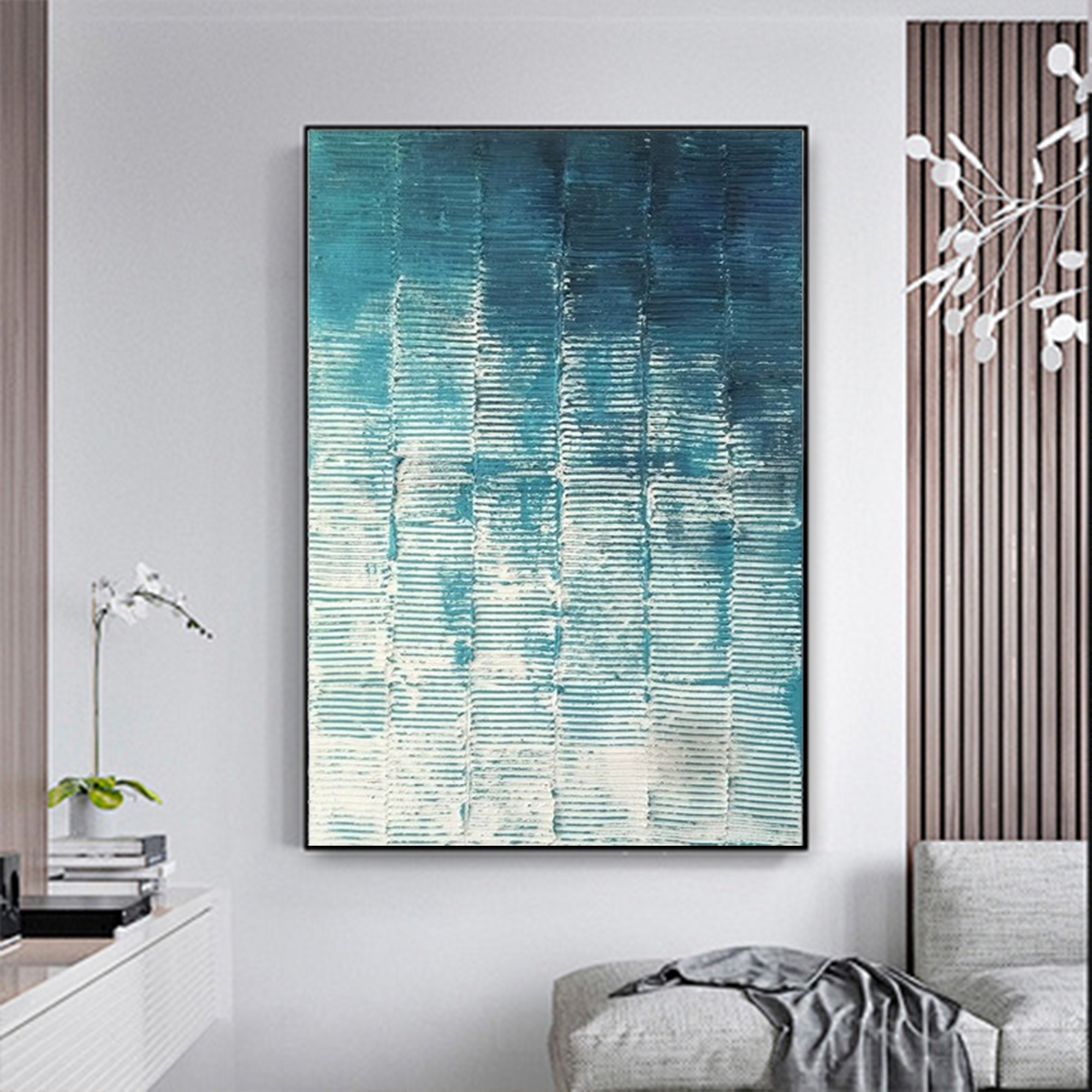Peinture abstraite texturée « Azur » 