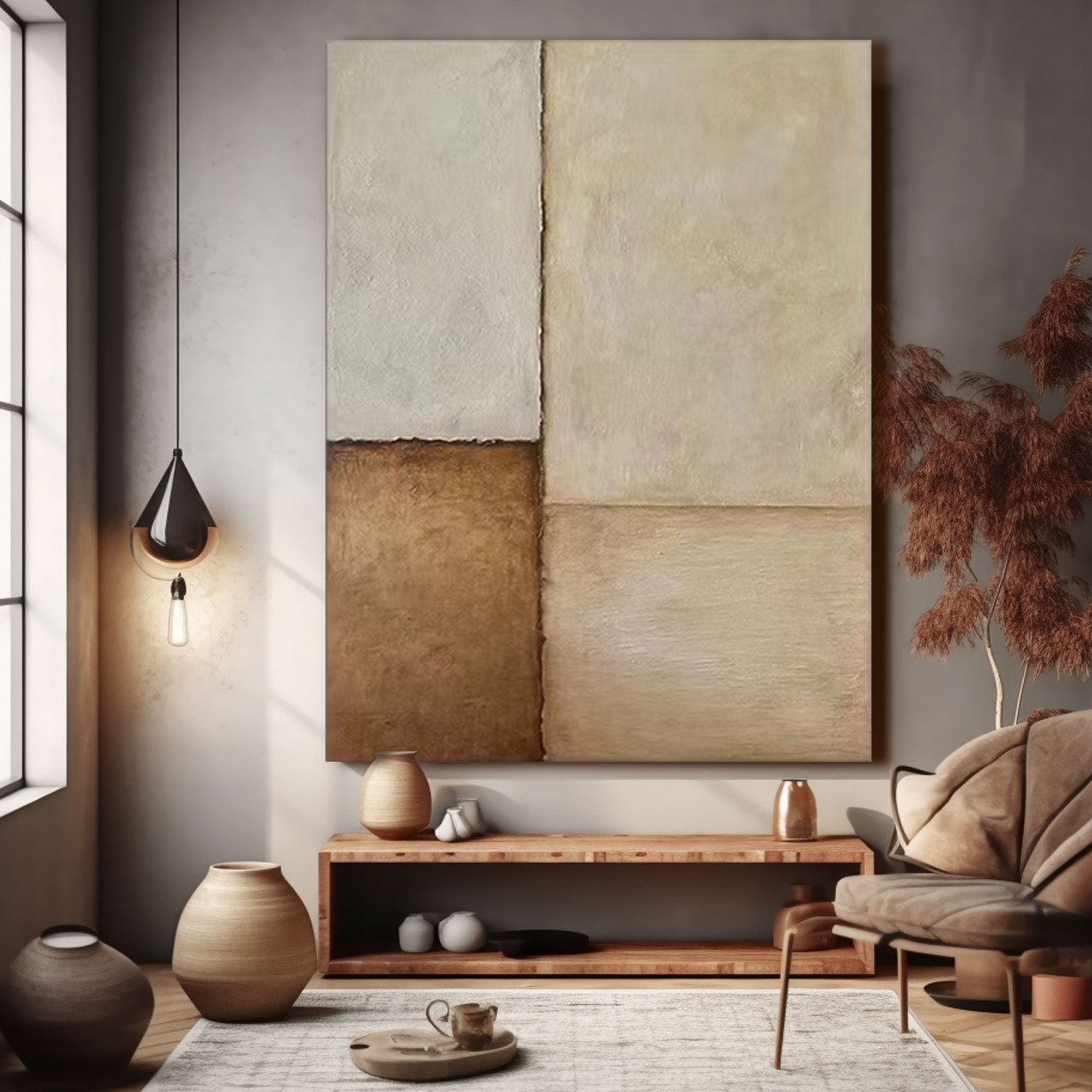 Wabi Sabi Painting Brown&Beige "Temporal Layers" - nukeart