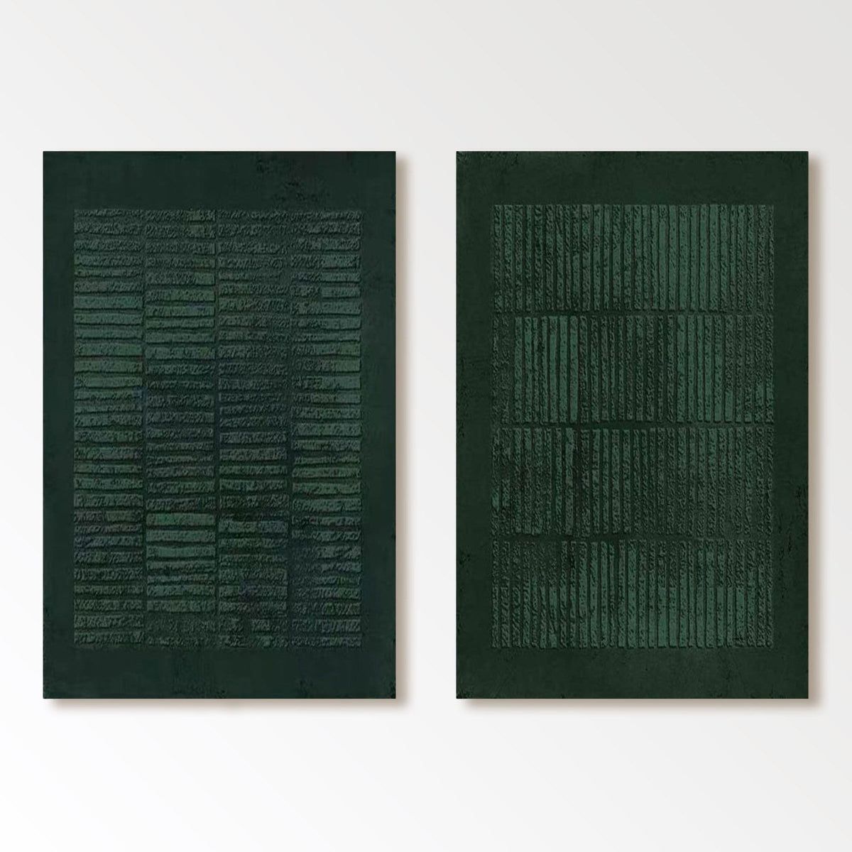 Large Green Wabi Sabi Abstract Tranquility Modern Wall Art Set of 2