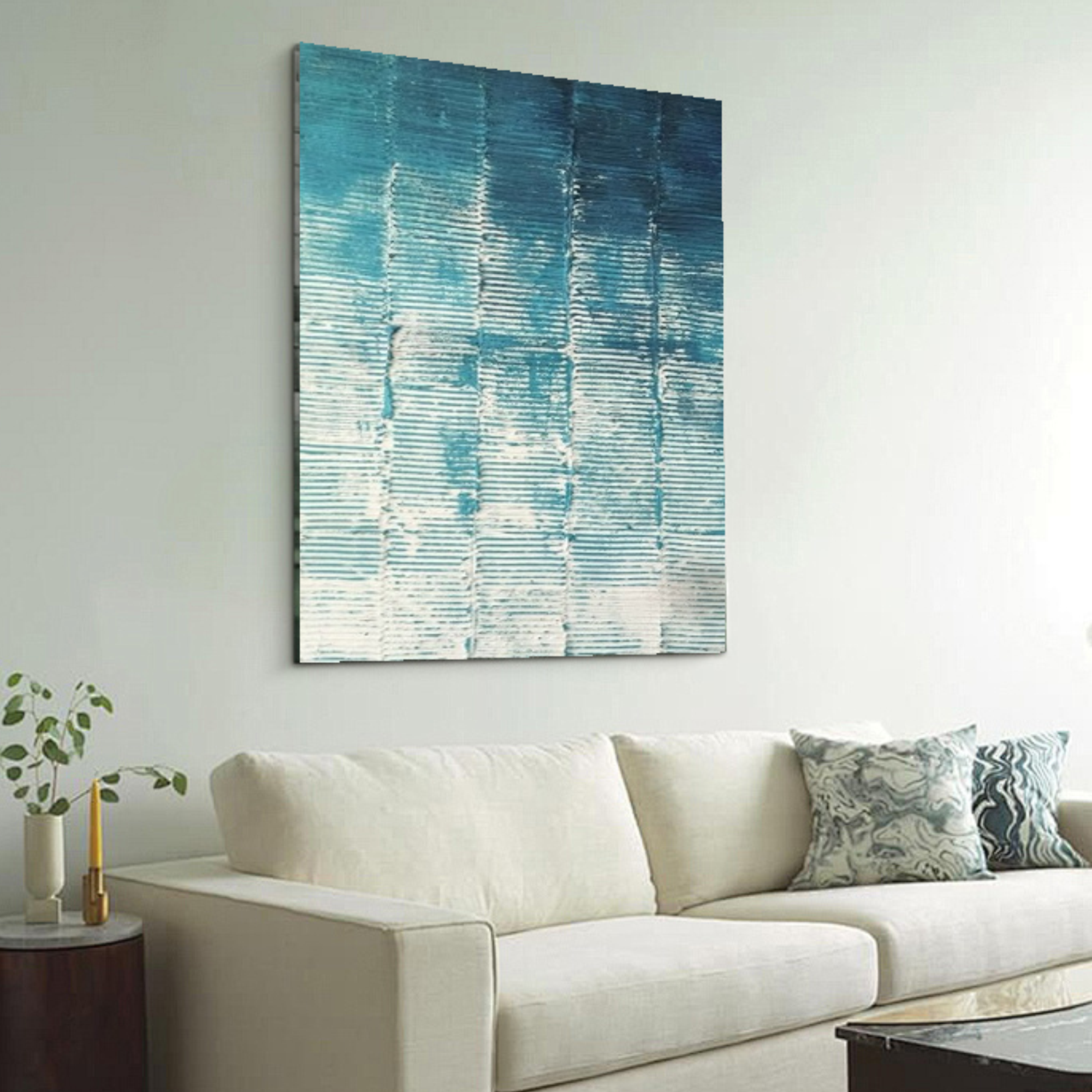 Peinture abstraite texturée « Azur » 
