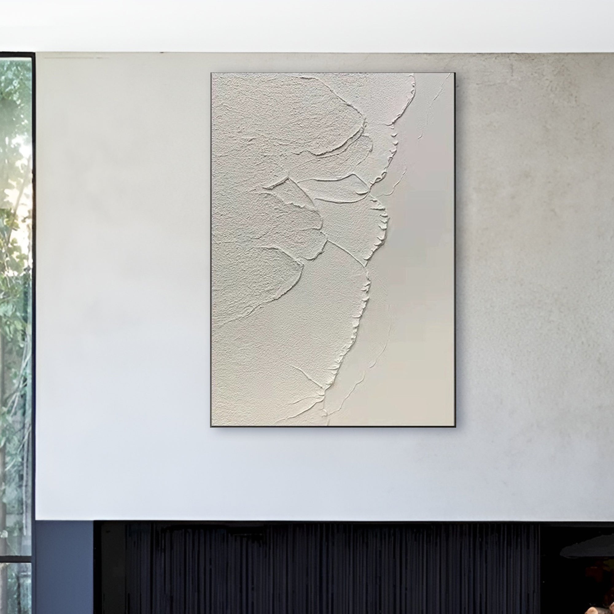 Arte minimalista con textura blanca "Wavecrest"